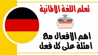 اهم الافعال في اللغة الالمانية مع امثلة على كل فعل 
