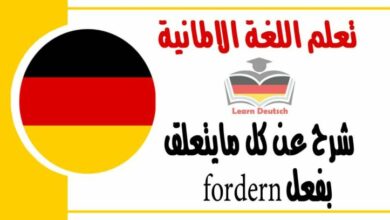 شرح عن كل مايتعلق بفعل fordern  في اللغة الالمانية 