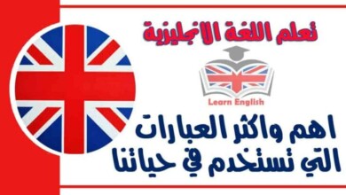 اهم واكثر العبارات التي تستخدم في حياتنا اليومية في اللغة الانجليزية