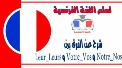 شرح عن الفرق بين Notre_Nos و Votre_Vos و Leur_Leurs في اللغة الفرنسية