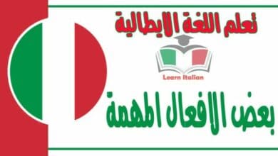 بعض الافعال المهمة في اللغة الإيطالية