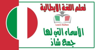 الأسماء التي لها جمع شاذ في اللغة الايطالية