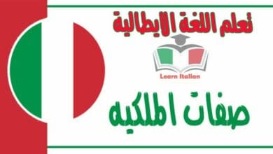 صفات الملكيه في اللغة الايطالية 