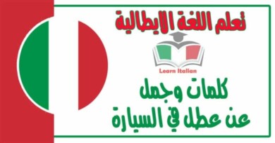 كلمات وجمل عن عطل في السيارة في اللغة الايطالية 