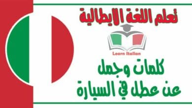 كلمات وجمل عن عطل في السيارة في اللغة الايطالية 