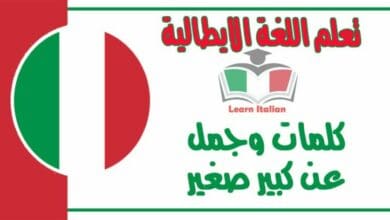 كلمات وجمل عن كبير صغير في اللغة الايطالية 