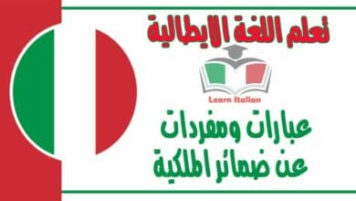 عبارات ومفردات عن ضمائر الملكية في اللغة الايطالية 